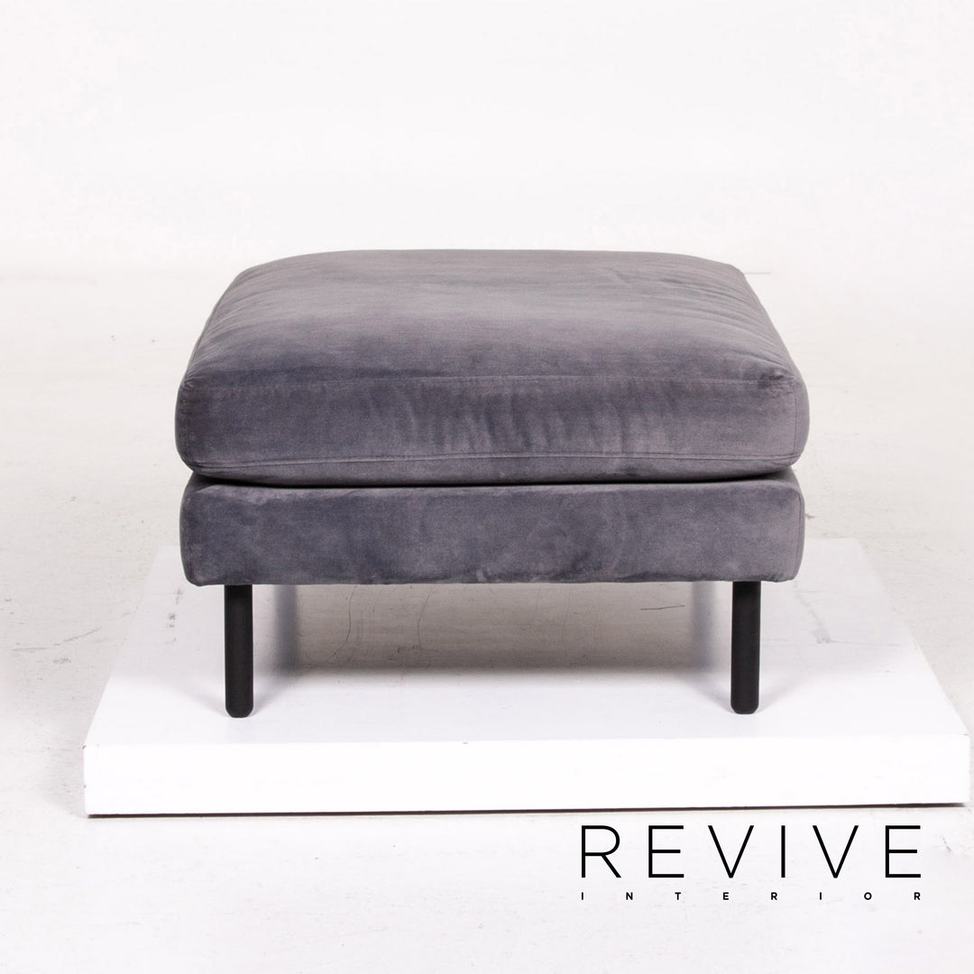 Bolia Scandinavia Remix Samt Stoff Sofa inkl. Hocker Graublau Sofaset Zweisitzer Ottoman Couch Skandi #14369