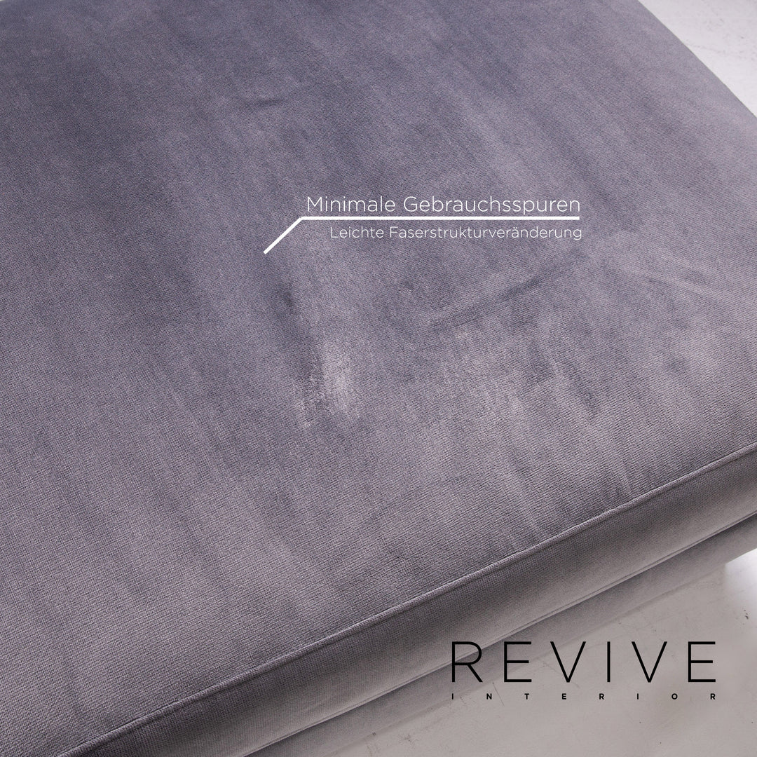 Bolia Scandinavia Remix Samt Stoff Sofa inkl. Hocker Graublau Sofaset Zweisitzer Ottoman Couch Skandi #14369