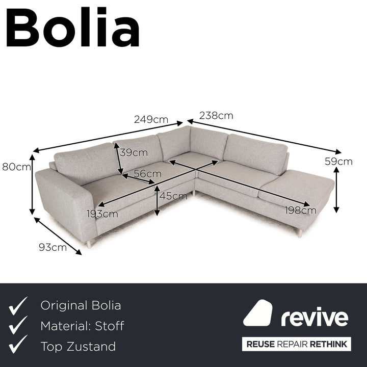 Bolia Scandinavia Remix Stoff Ecksofa Grau Sofa Couch Recamiere rechts