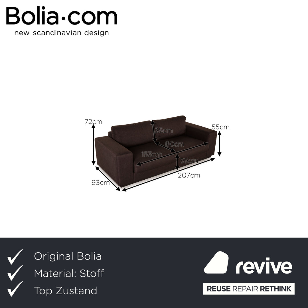 Bolia Sepia Stoff Sofa Dunkelbraun Zweisitzer Couch