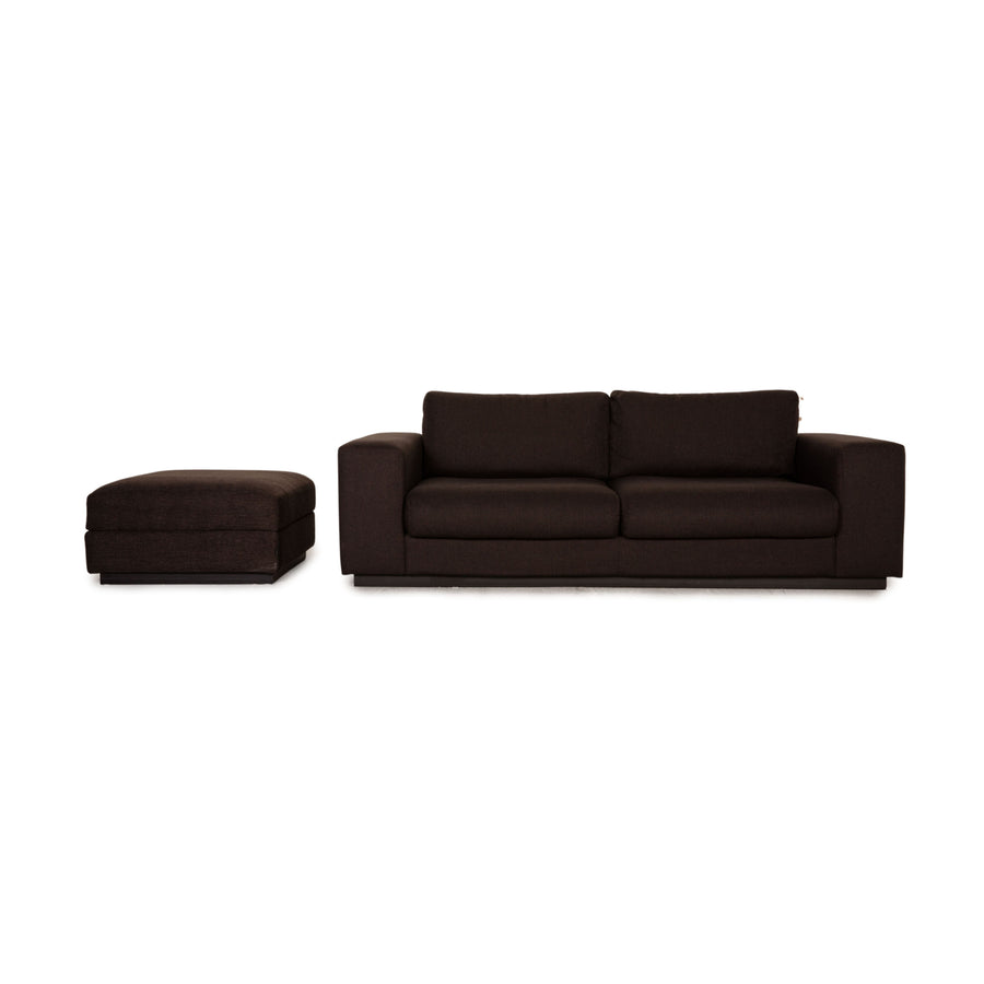 Bolia Sepia Stoff Sofa Garnitur Dunkelbraun Zweisitzer Hocker