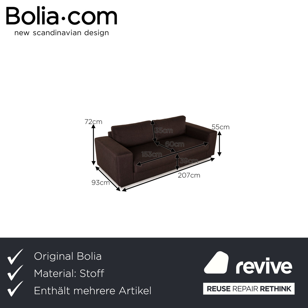 Bolia Sepia Stoff Sofa Garnitur Dunkelbraun Zweisitzer Hocker