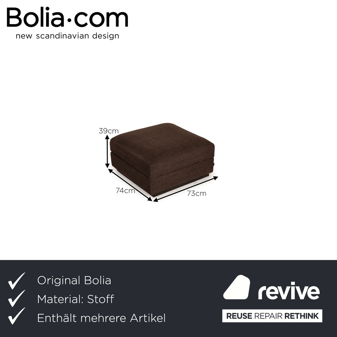 Bolia Sepia Stoff Sofa Garnitur Dunkelbraun Zweisitzer Hocker