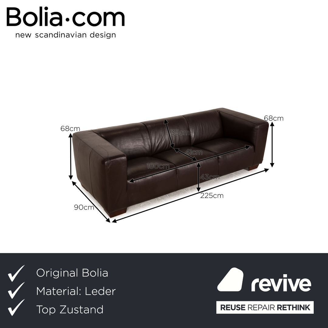 Bolia Sevilla Leder Sofa Dunkelbraun Dreisitzer Couch