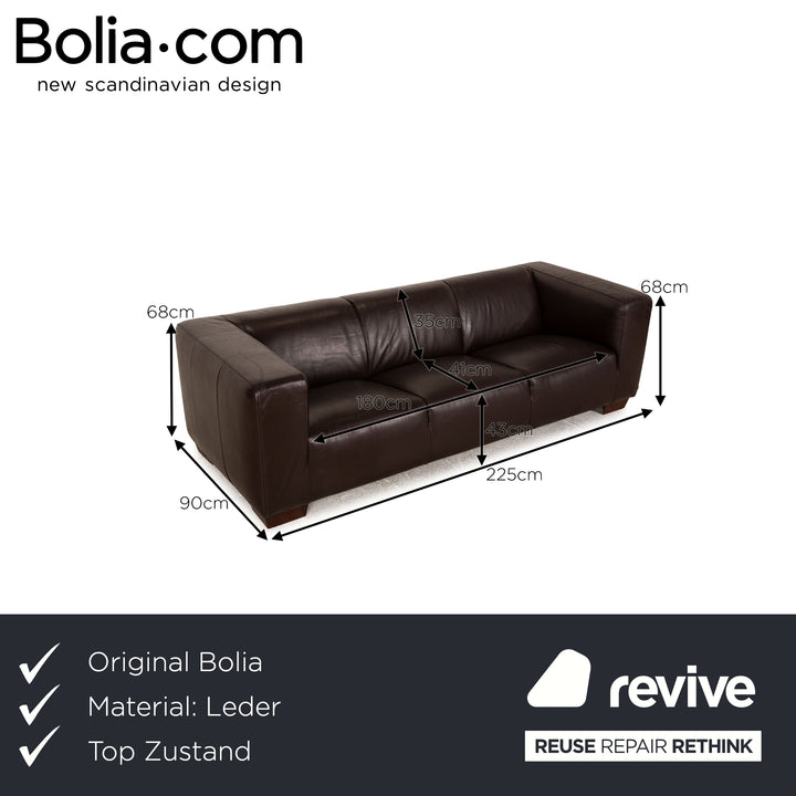 Bolia Sevilla Leder Sofa Dunkelbraun Dreisitzer Couch