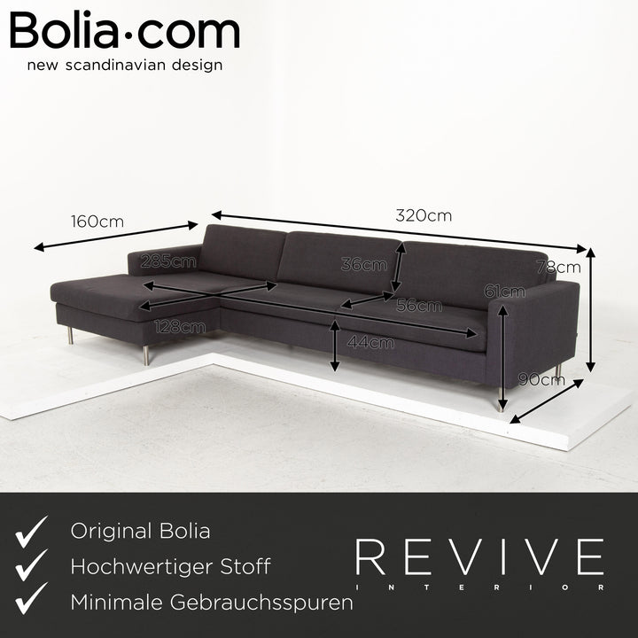 Bolia Stoff Ecksofa Anthrazit Grau Sofa Couch #13366