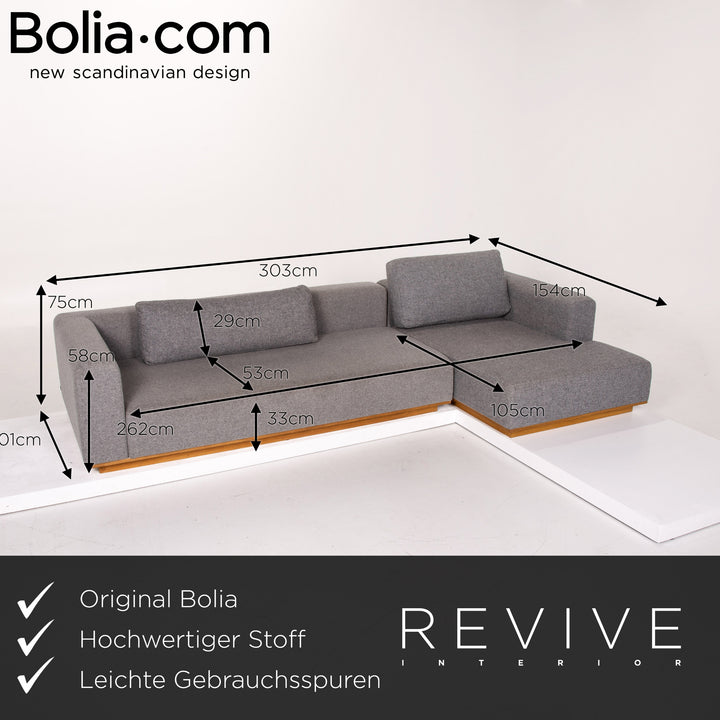 Bolia Stoff Ecksofa Grau Filz Sofa Couch #13892