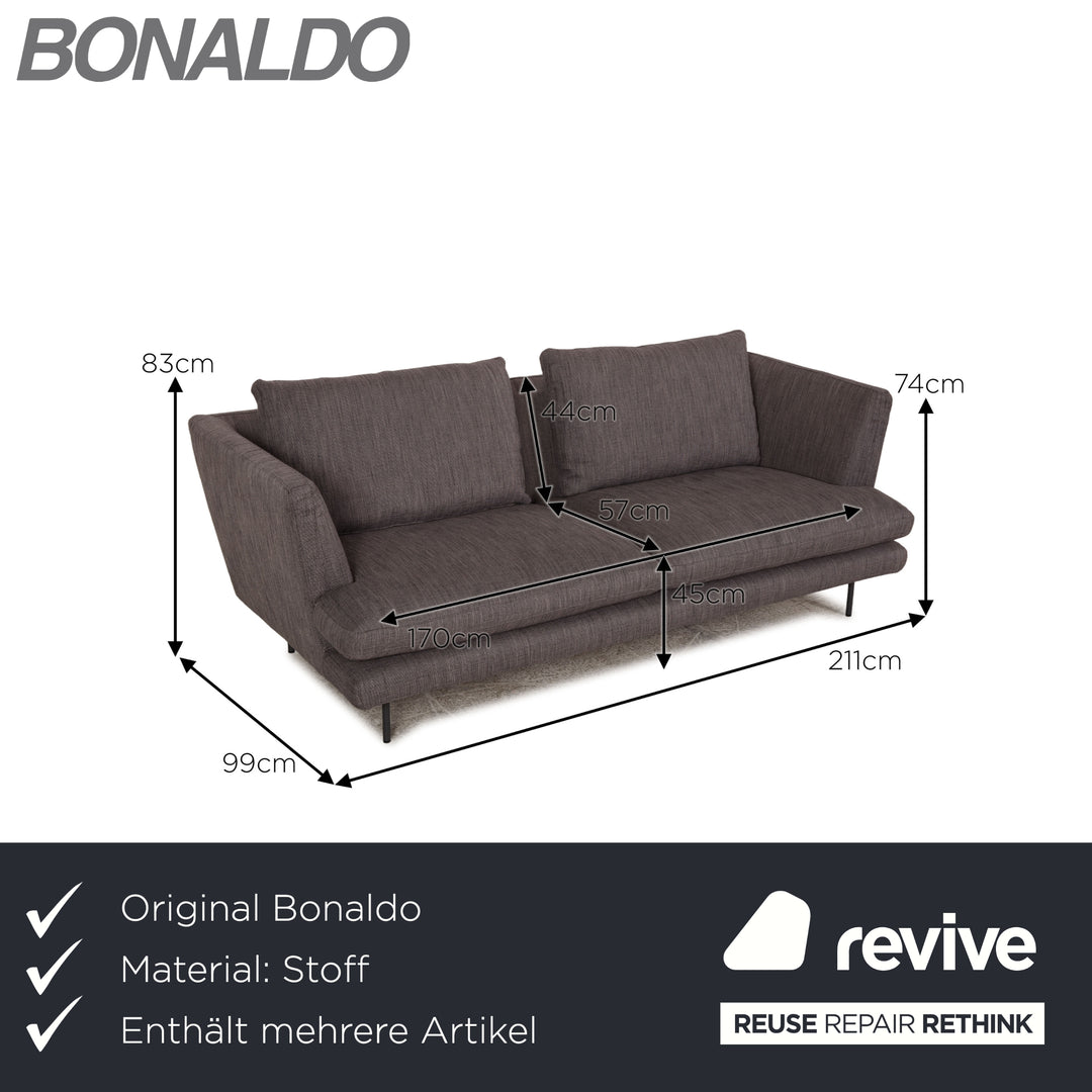 Bonaldo Lars Stoff Sofa Garnitur Grau Zweisitzer Hocker Couch inkl. Kissen