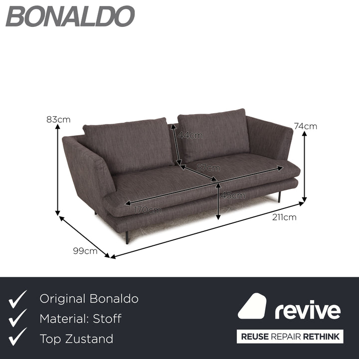 Bonaldo Lars Stoff Sofa Grau Zweisitzer Couch inkl. Kissen