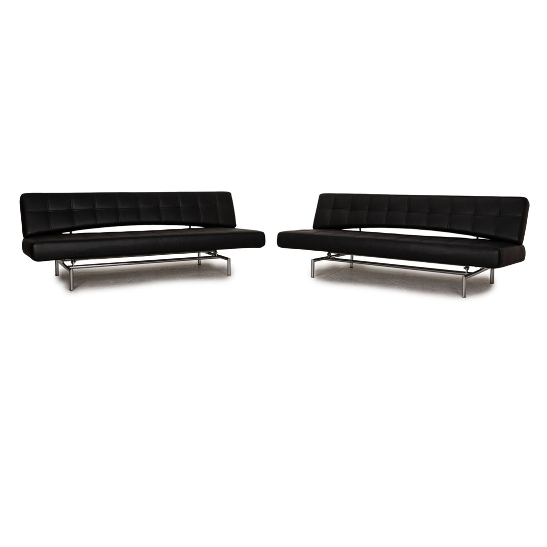 Bonaldo Pierrot King Leder Sofa Garnitur Schwarz Dreisitzer Couch Liegefunktion