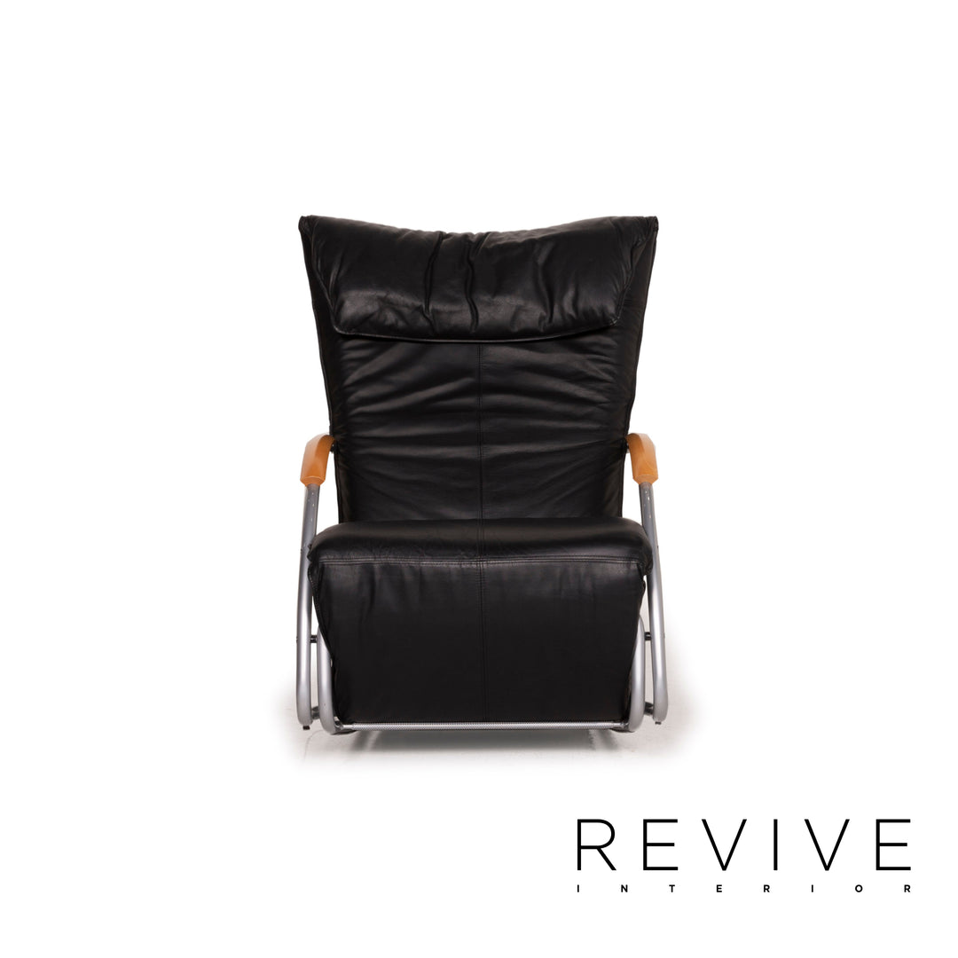 Bonaldo Swing Leder Sessel Schwarz Schaukelstuhl Relaxfunktion Liege Funktion