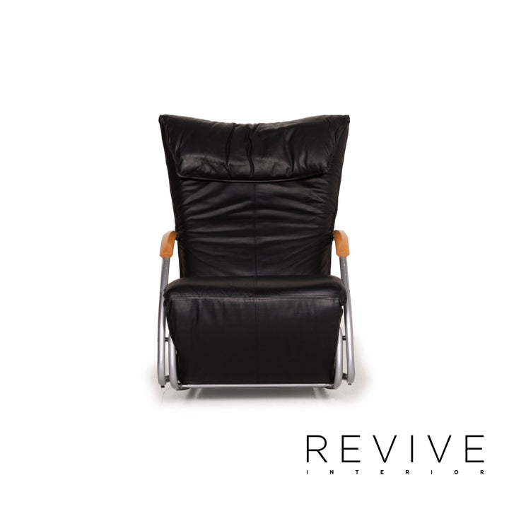 Bonaldo Swing Leder Sessel Schwarz Schaukelstuhl Relaxfunktion Liege Funktion