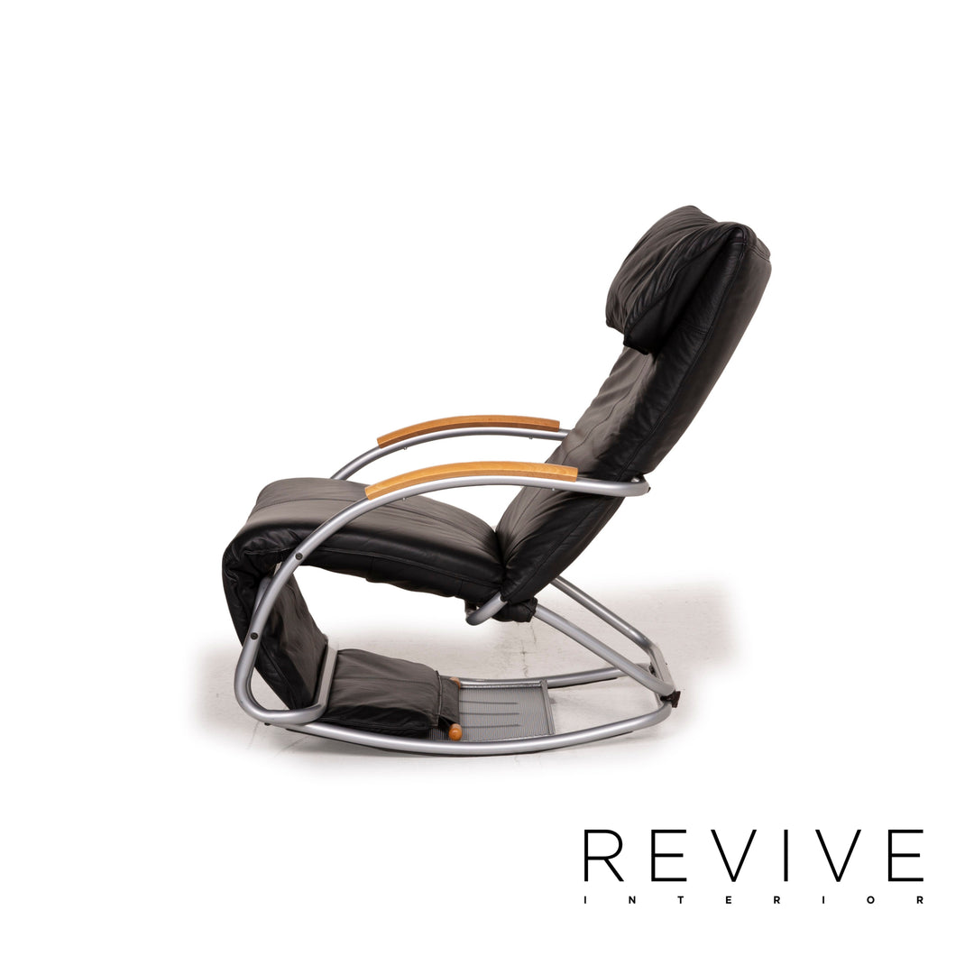 Bonaldo Swing Leder Sessel Schwarz Schaukelstuhl Relaxfunktion Liege Funktion