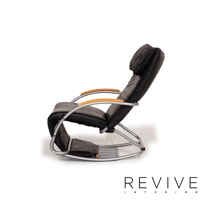 Bonaldo Swing Leder Sessel Schwarz Schaukelstuhl Relaxfunktion Liege Funktion