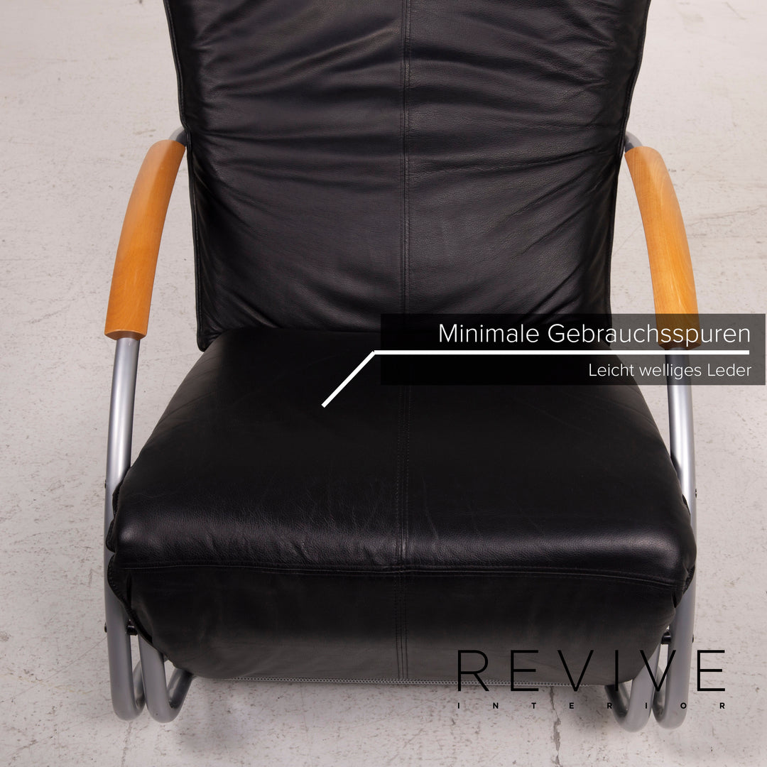 Bonaldo Swing Leder Sessel Schwarz Schaukelstuhl Relaxfunktion Liege Funktion