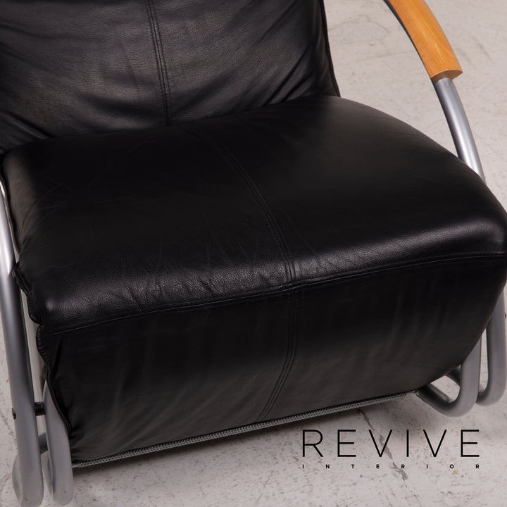 Bonaldo Swing Leder Sessel Schwarz Schaukelstuhl Relaxfunktion Liege Funktion