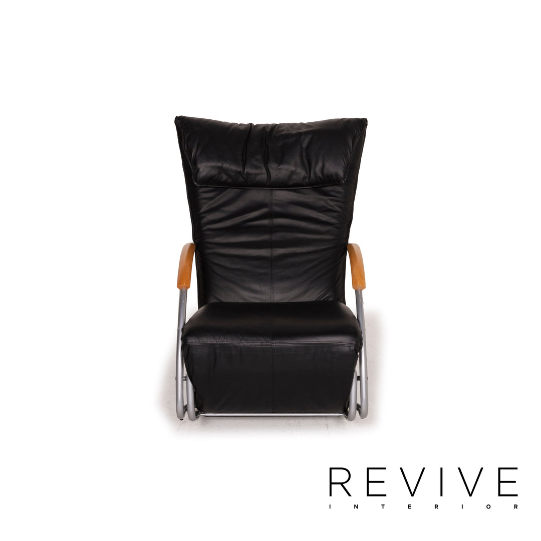 Bonaldo Swing Leder Sessel Schwarz Schaukelstuhl Relaxfunktion Liege Funktion
