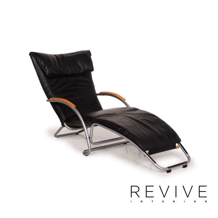 Bonaldo Swing Leder Sessel Schwarz Schaukelstuhl Relaxfunktion Liege Funktion