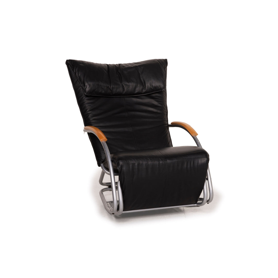 Bonaldo Swing Leder Sessel Schwarz Schaukelstuhl Relaxfunktion Liege Funktion