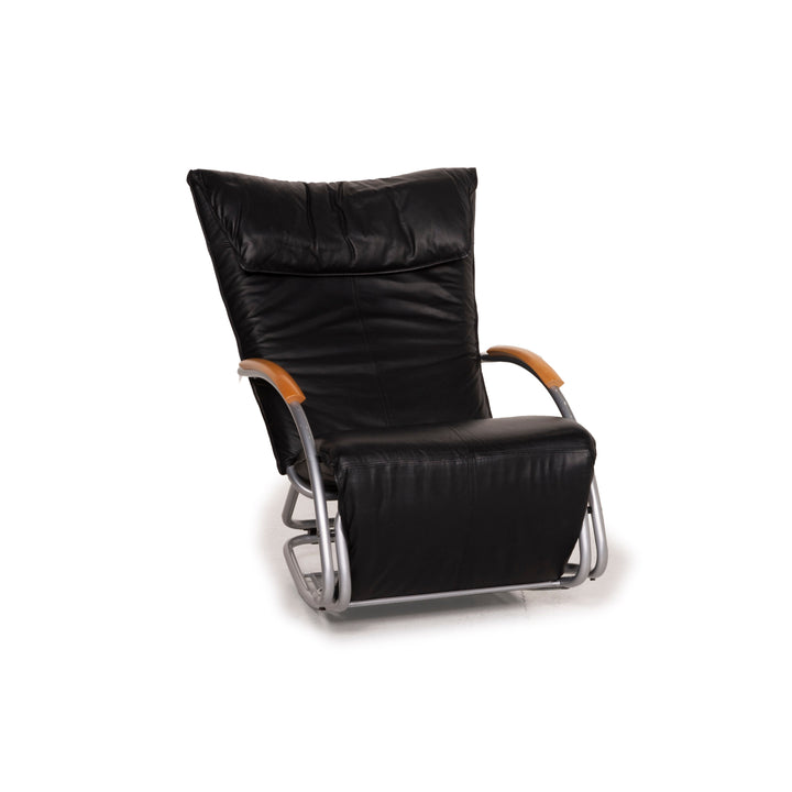 Bonaldo Swing Leder Sessel Schwarz Schaukelstuhl Relaxfunktion Liege Funktion