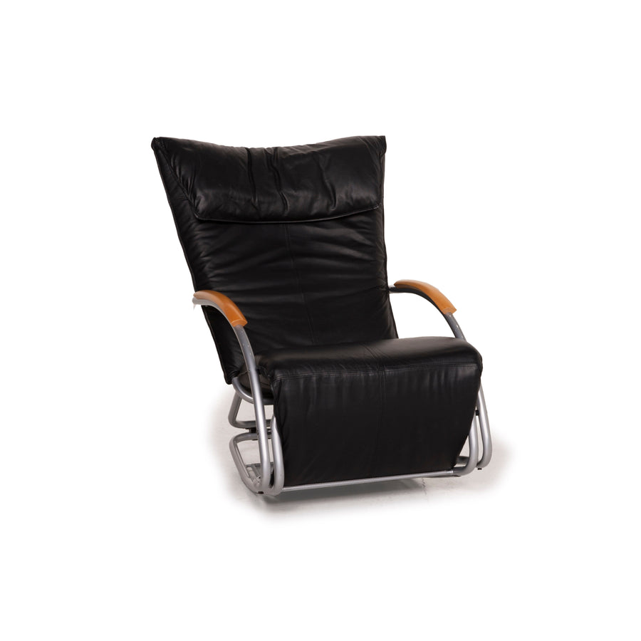 Bonaldo Swing Leder Sessel Schwarz Schaukelstuhl Relaxfunktion Liege Funktion