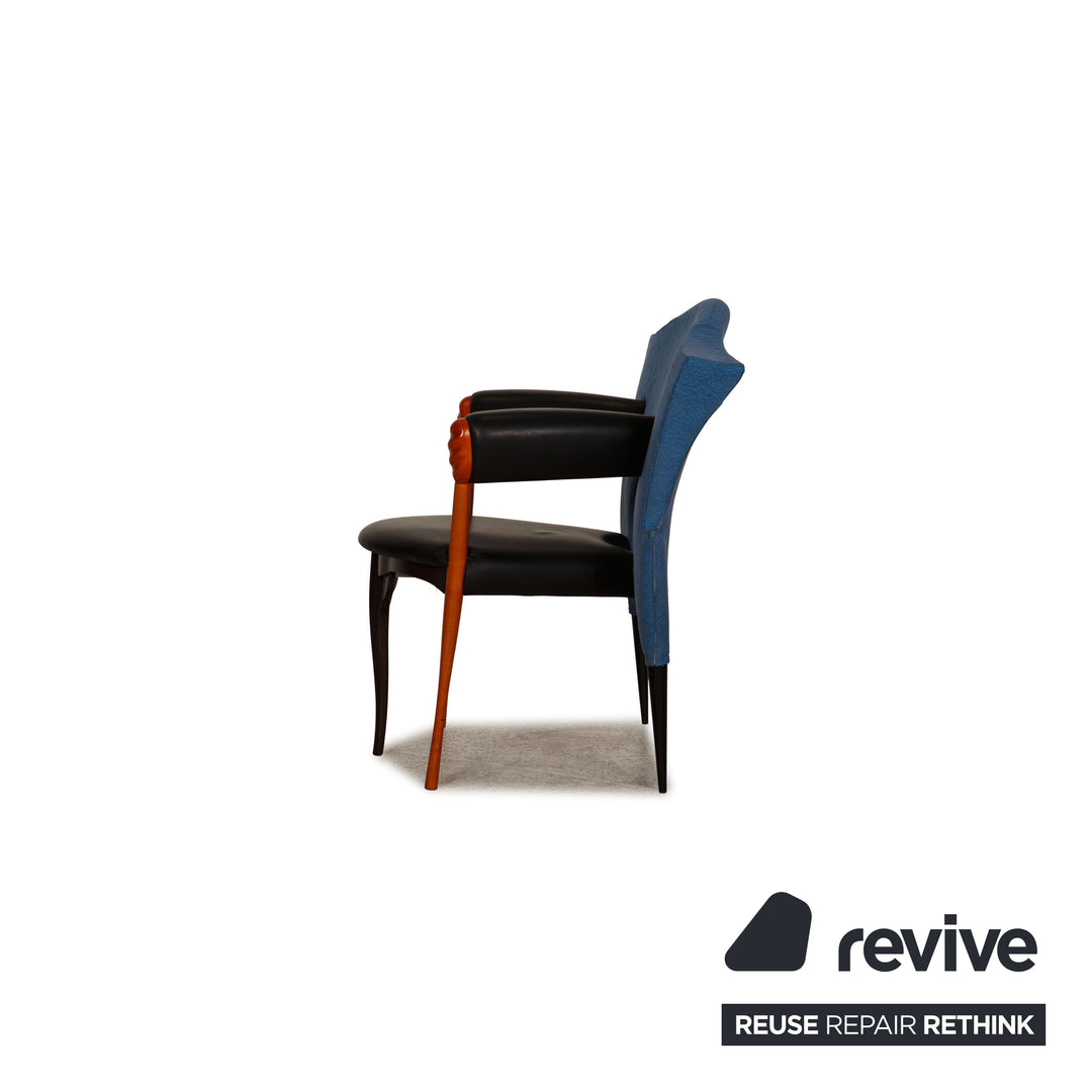 Borek Sipek Leder Stoff Sessel Blau Stuhl Armchair