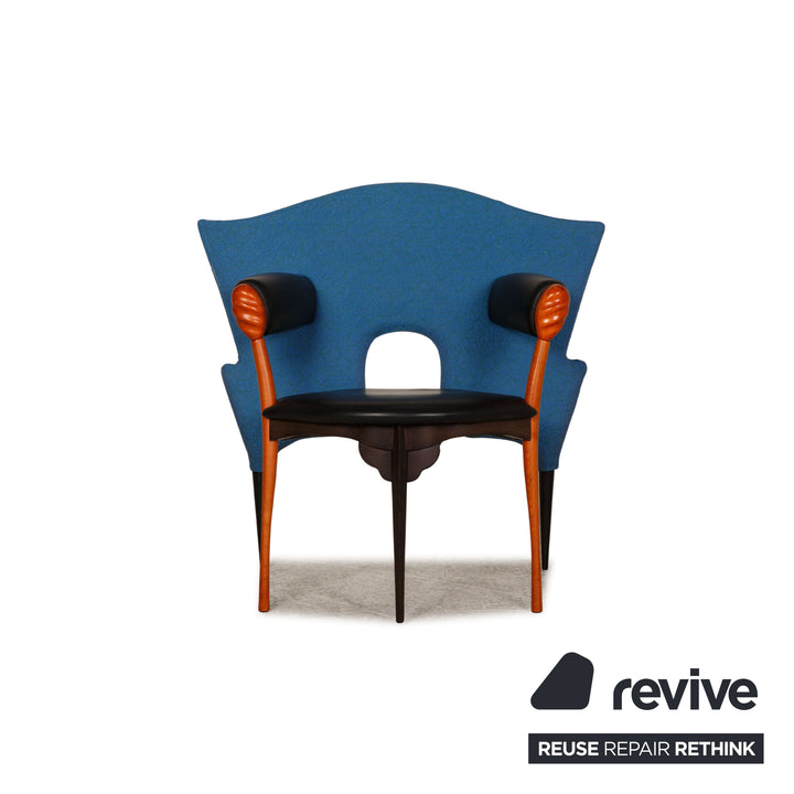 Borek Sipek Leder Stoff Sessel Blau Stuhl Armchair