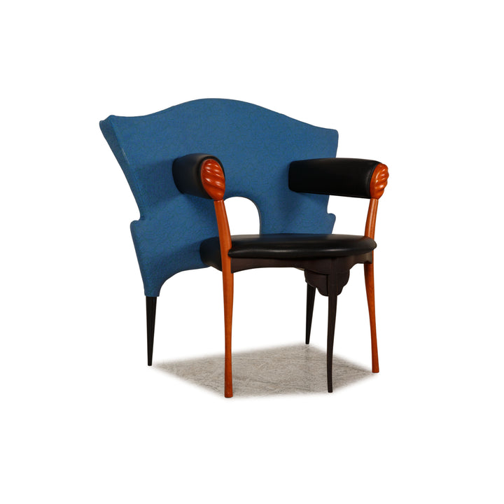 Borek Sipek Leder Stoff Sessel Blau Stuhl Armchair