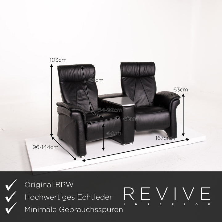 BPW by himolla Leder Sofa Schwarz Zweisitzer Funktion Relaxfunktion Heimkino Couch #14120