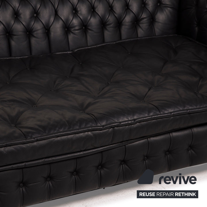 Bretz Chelsea Dreisitzer Leder Sofa Schwarz