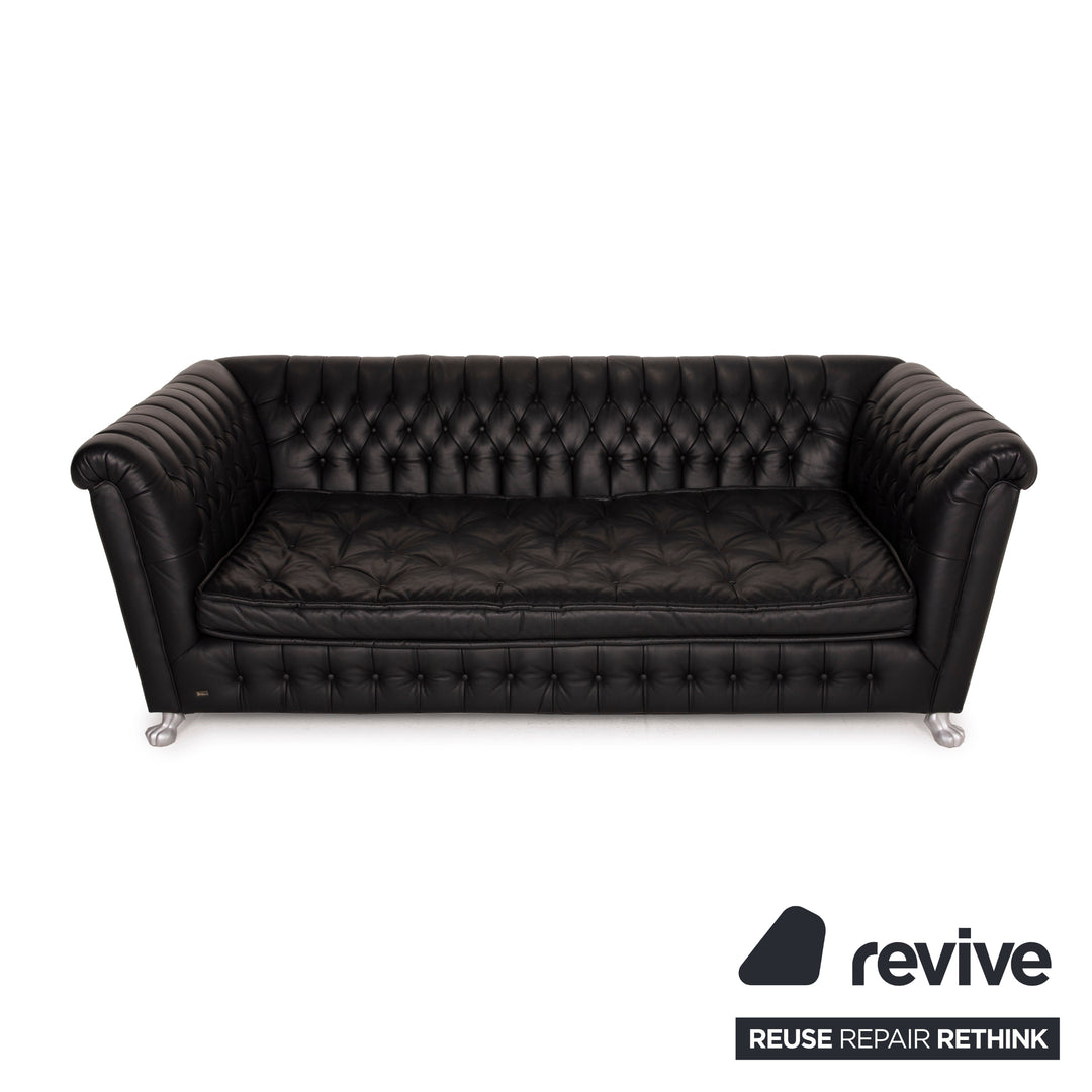 Bretz Chelsea Dreisitzer Leder Sofa Schwarz