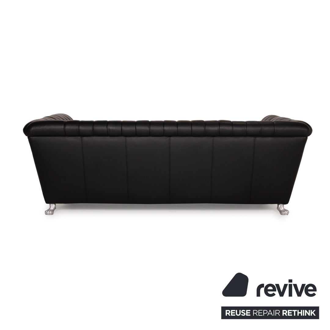 Bretz Chelsea Dreisitzer Leder Sofa Schwarz