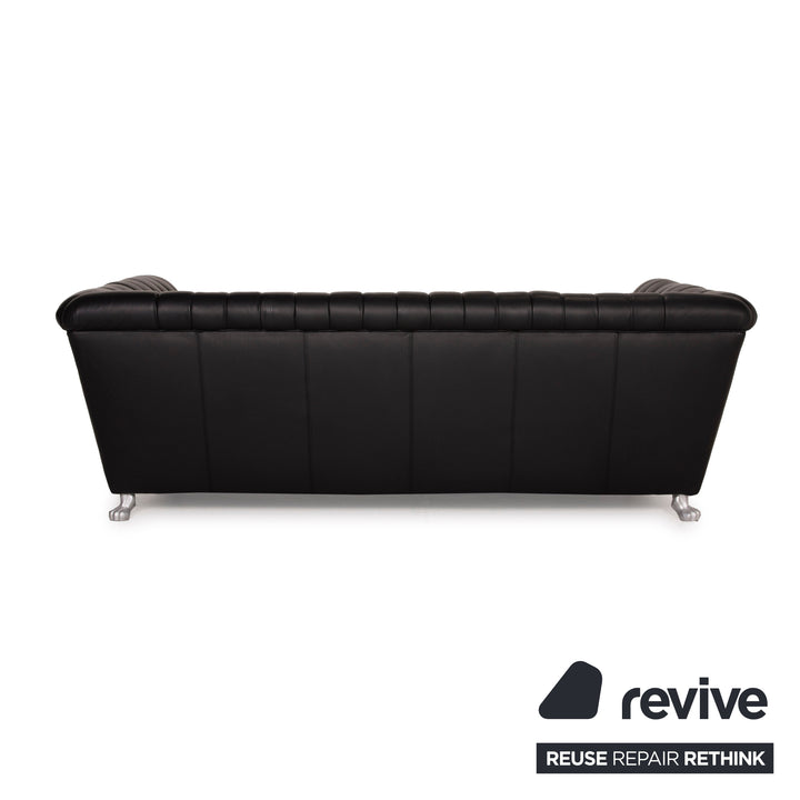 Bretz Chelsea Dreisitzer Leder Sofa Schwarz