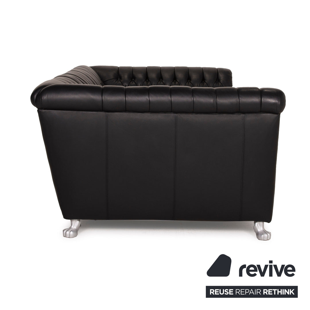 Bretz Chelsea Dreisitzer Leder Sofa Schwarz