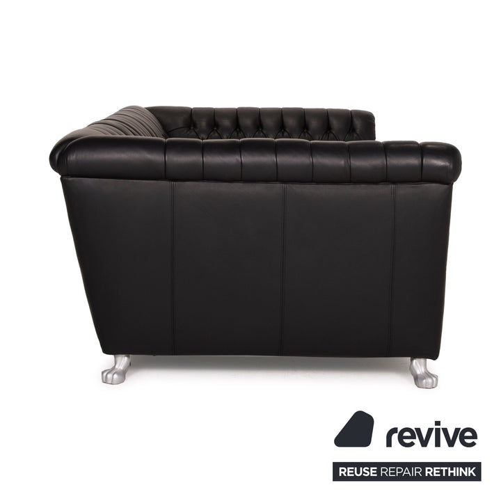 Bretz Chelsea Dreisitzer Leder Sofa Schwarz