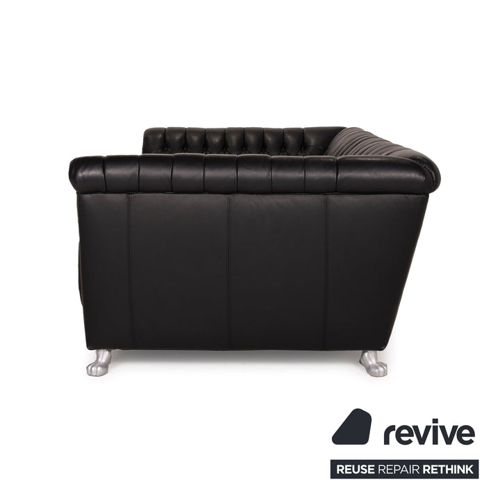 Bretz Chelsea Dreisitzer Leder Sofa Schwarz