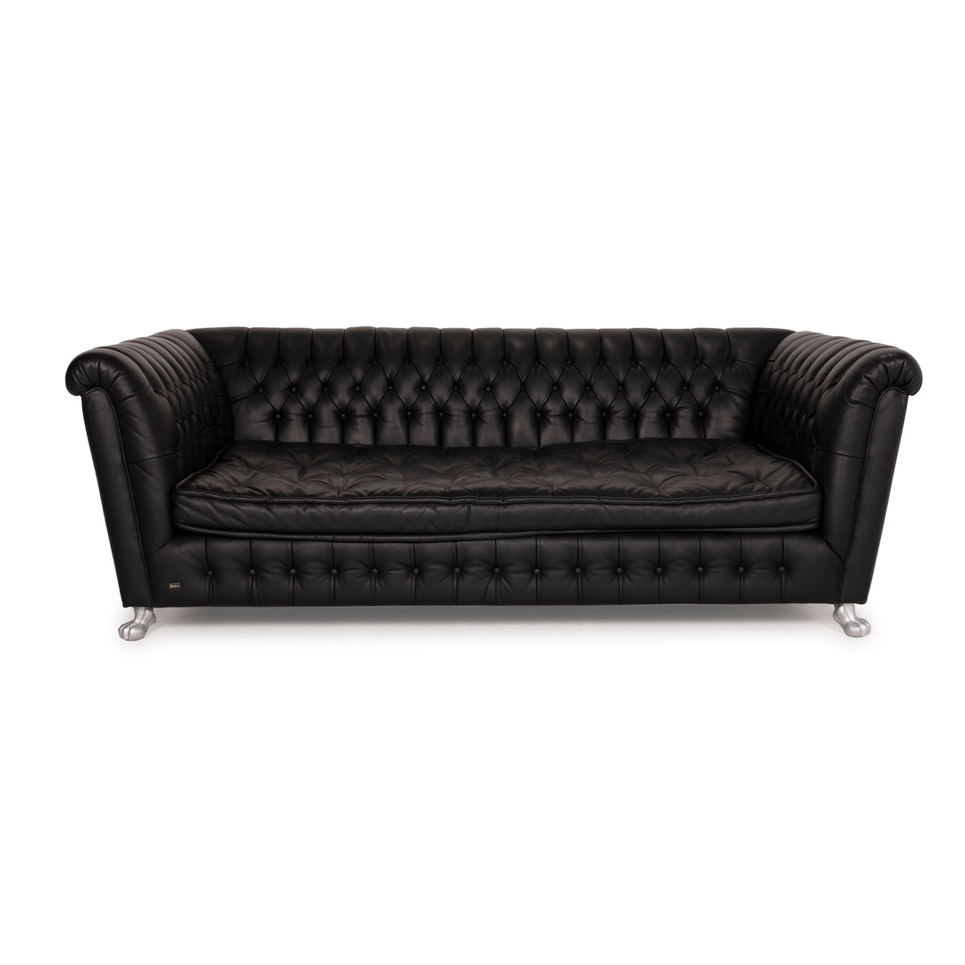 Bretz Chelsea Dreisitzer Leder Sofa Schwarz