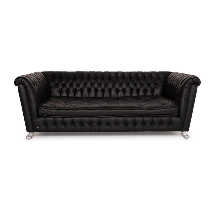 Bretz Chelsea Dreisitzer Leder Sofa Schwarz
