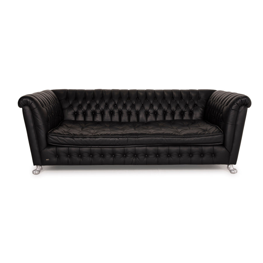 Bretz Chelsea Dreisitzer Leder Sofa Schwarz