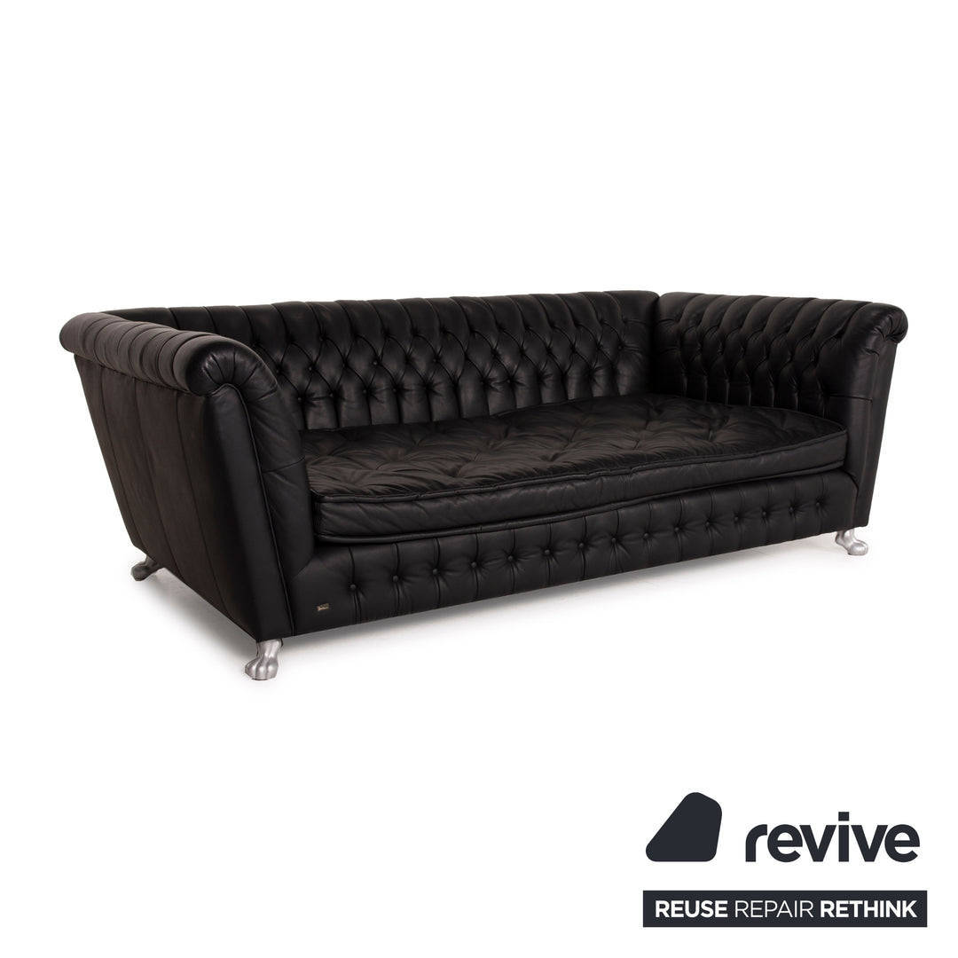 Bretz Chelsea Dreisitzer Leder Sofa Schwarz