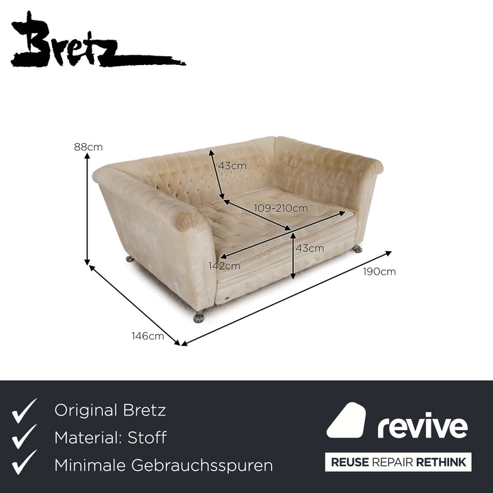 Bretz Chelsea Stoff Dreisitzer Creme Sofa Couch Schlafsofa Funktion
