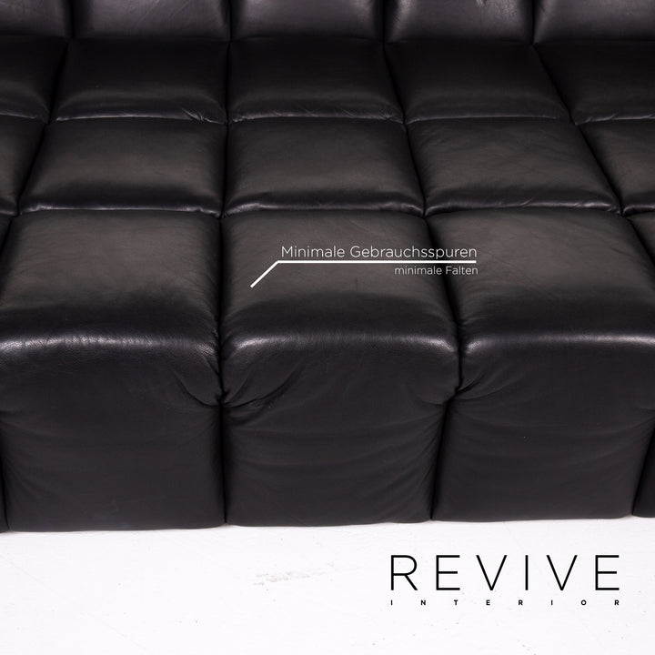 Bretz Chocolat Leder Sofa Schwarz Viersitzer Couch #13494