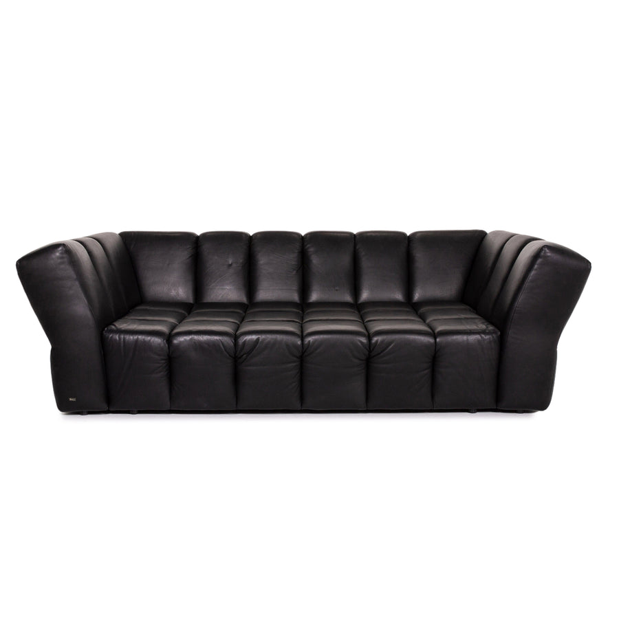 Bretz Chocolat Leder Sofa Schwarz Viersitzer Couch #13494