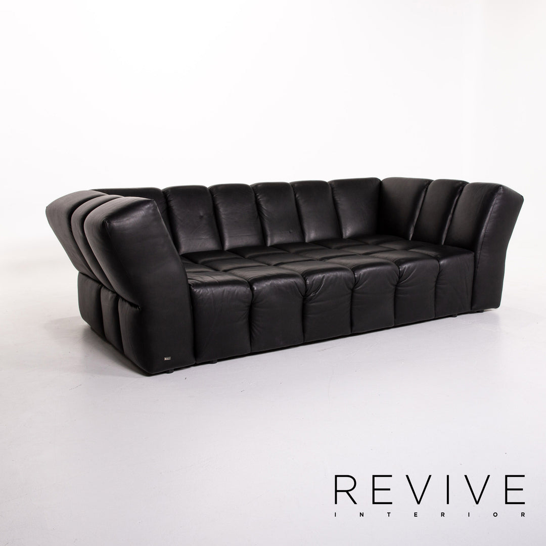 Bretz Chocolat Leder Sofa Schwarz Viersitzer Couch #13494