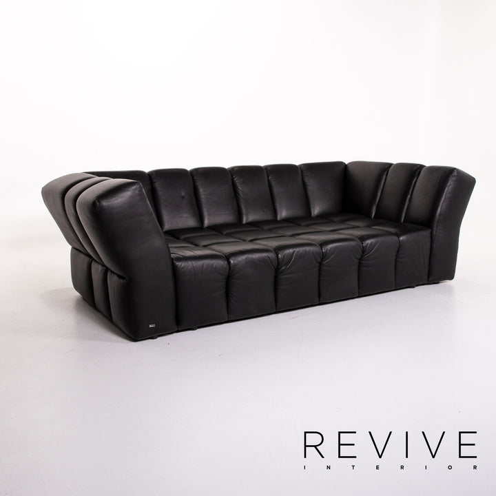 Bretz Chocolat Leder Sofa Schwarz Viersitzer Couch #13494