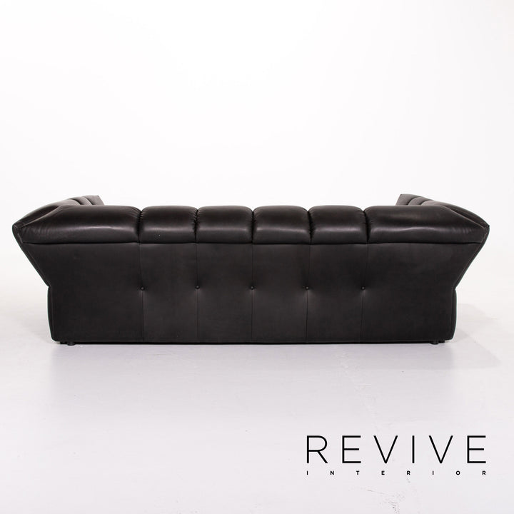Bretz Chocolat Leder Sofa Schwarz Viersitzer Couch #13494
