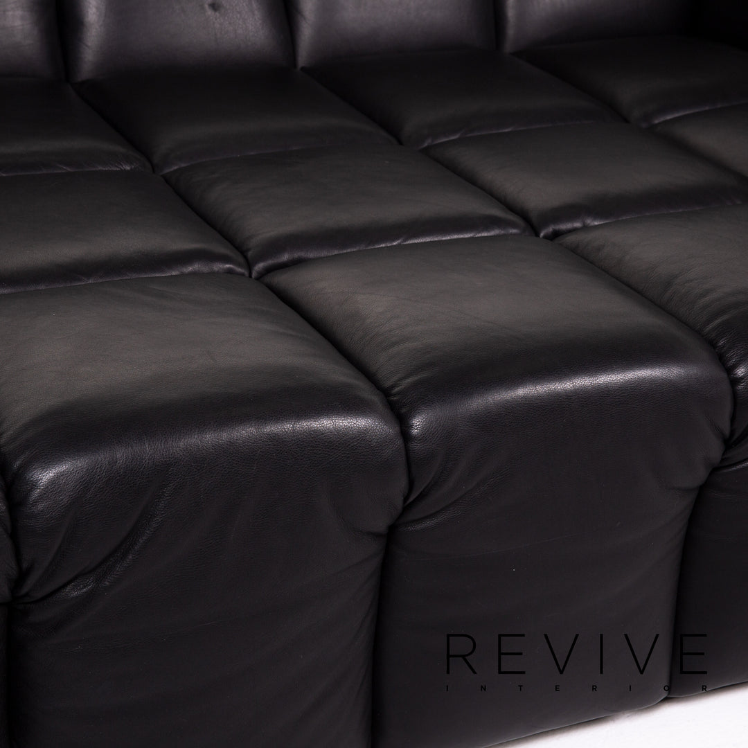 Bretz Chocolat Leder Sofa Schwarz Viersitzer Couch #13494