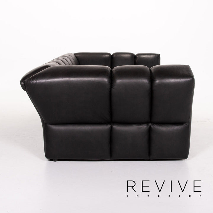 Bretz Chocolat Leder Sofa Schwarz Viersitzer Couch #13494