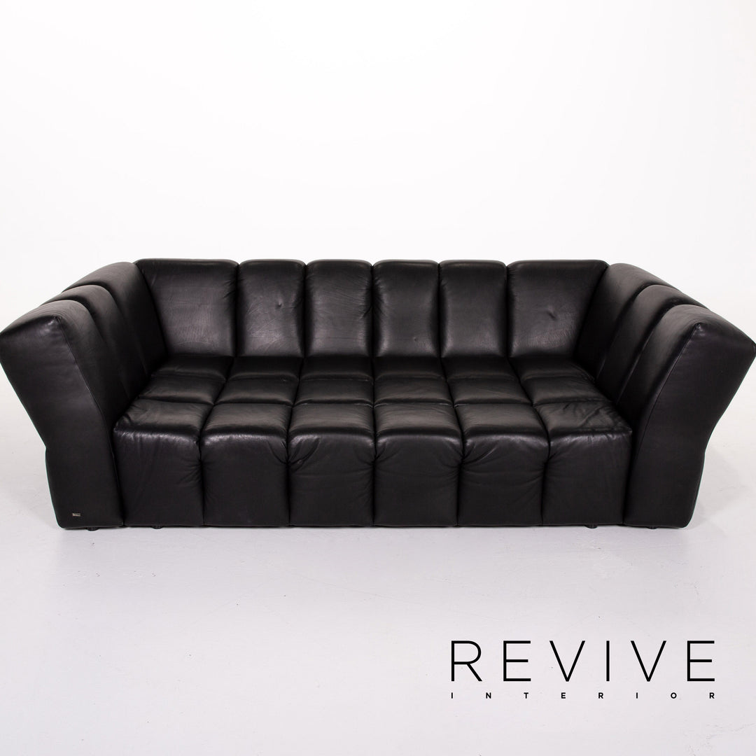 Bretz Chocolat Leder Sofa Schwarz Viersitzer Couch #13494