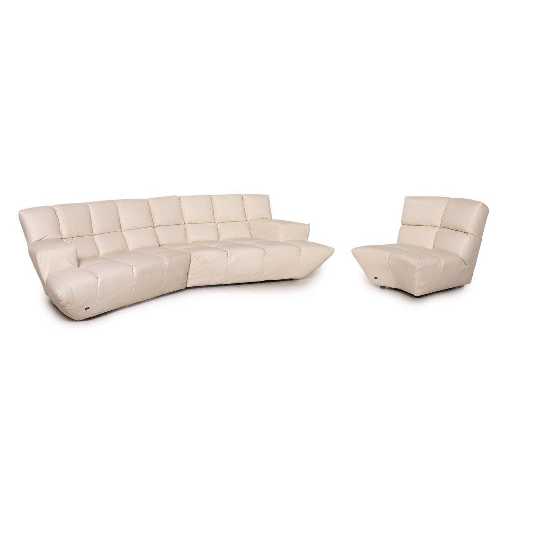 Bretz Cloud 7 Leder Sofa Garnitur Creme 1x Ecksofa 1x Sessel